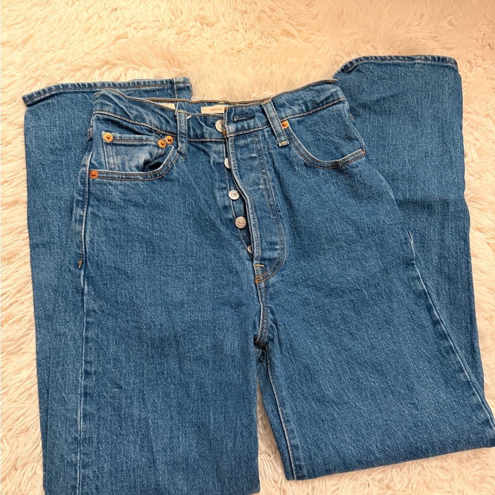 Levi's Premium Ribcage Straight Jeans in Light Blue